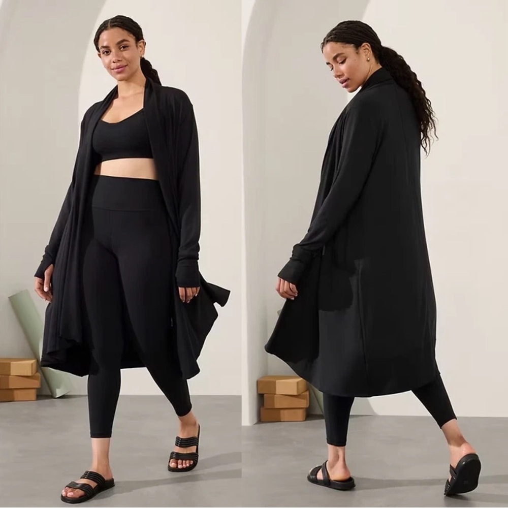 Athleta • Pranayama Long Wrap in Nirvana Knit jacket cardigan sweater black - Picture 9 of 14